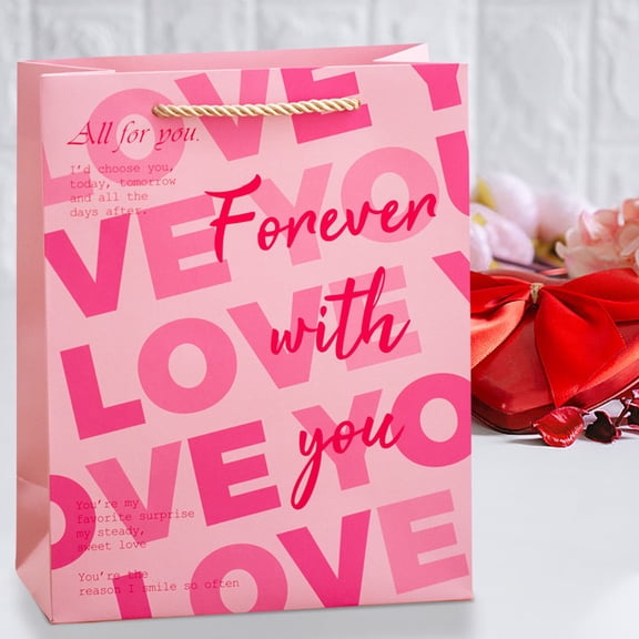 Deeceymbur Romantic Gift Bags for Couples Valentine's Day Present Tote Bags Reusable Gift Packaging for Anniversary Birthday Christmas Exchange Decorations Personalized Touch