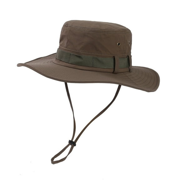Deeceymbur Rope-Fit Wide Brim Hat – Pure Color Design, Elastic Drawstring for Custom Fit (Fishing/Hiking/Beach) Army Green