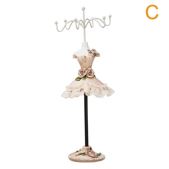 Deeceymbur Rotating Jewelry Display Stand Wooden Mannequin Necklace Earring Holder Showcase Decorative Organizer for Store Counter Home Vanity Resin Bust Prop