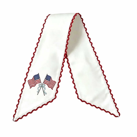 Deeceymbur Rural Style Patriotic Wreath Sash Stripe Bow Ornament for Home Holiday Decor