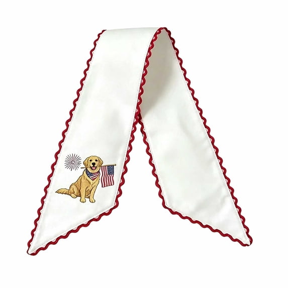 Deeceymbur Rural Style Patriotic Wreath Sash Stripe Bow Ornament for Home Holiday Decor