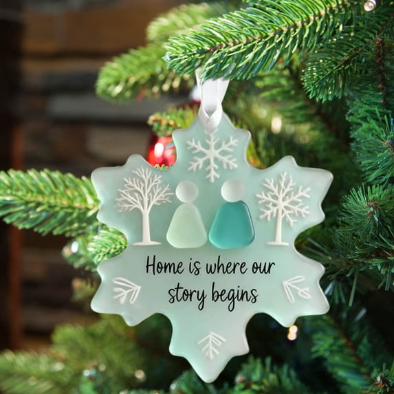 Deeceymbur Sea Glass Snowflake Ornament Handcrafted Friendship Keepsake Natural Decor for Christmas Gift Winter Theme