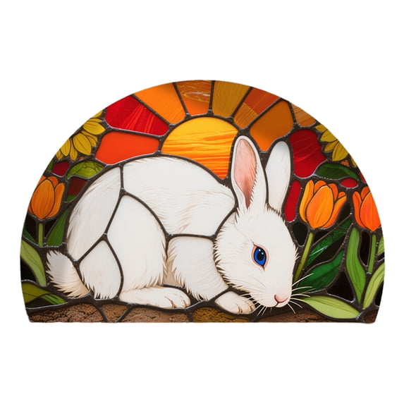Deeceymbur Semi Circle Absorbent Waterproof Door Mat for Inside Front Door Entryway Rug Non Slip Back Washable Decor Carpet Kitchen Bathroom Living Room