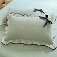 thumbnail image 1 of Deeceymbur Set of 2 Decorative Ruffled Lace Bows Rose Print Pillowcases Polyester for Bedroom Home Comfortable Sleep Gift, 1 of 6