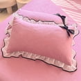 thumbnail image 1 of Deeceymbur Set of 2 Decorative Ruffled Lace Bows Rose Print Pillowcases Polyester for Bedroom Home Comfortable Sleep Gift, 1 of 6