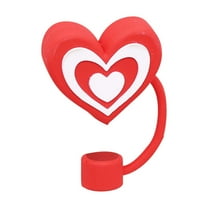 Deeceymbur Silicone Straw Cover Cap Cup toppers for Straw Valentine's Day Love Straw Cap Straw Stopper Cap