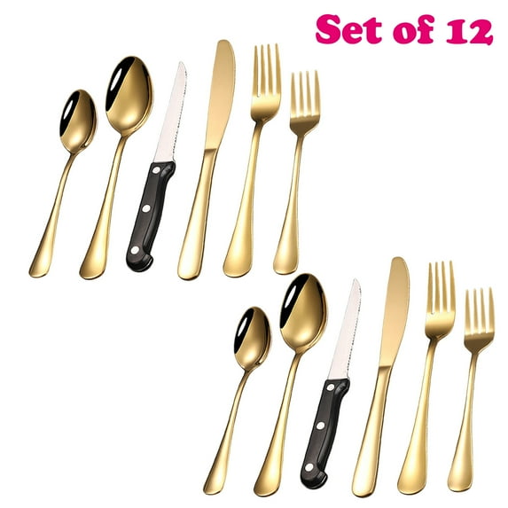 Deeceymbur Silverware Set for 12 Stainless Steel Western Cutlery Set – Dinner Knives, Forks & Spoons for Hotel & Home Use