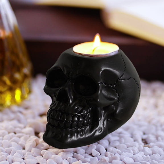Deeceymbur Skeleton Candlestick Halloween Ghost Festival Resin Crafts Desktop Entryway Decorations Ornament