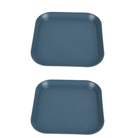 Deeceymbur Small Tray Plastic Square Dish 2 Piece Set for Pet Food Snacks Serving Shallow Design Easy Clean