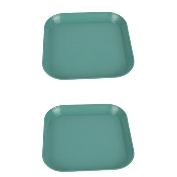 Deeceymbur Small Tray Plastic Square Dish 2 Piece Set for Pet Food Snacks Serving Shallow Design Easy Clean