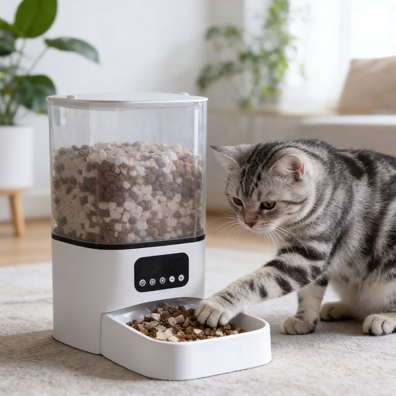 Deeceymbur Smart Pet Feeder Camera App Control 6L Capacity 2 Way Audio Video Monitor Timer Portion Adjustable Dry Food Dispenser for Pet(Manual Button Model)