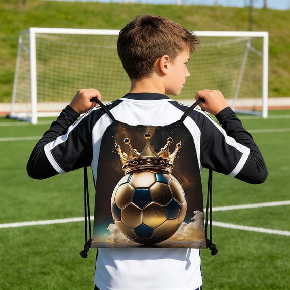 Deeceymbur Soccer Print Drawstring Bag Oxford Cloth Storage Pouch for Gear Equipment Portable Gym Travel Organizer