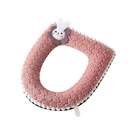 Deeceymbur Soft Toilet Seat Cover Thick Toilet Seat Cushion Universal Washable Toilet Pad Flannel Bathroom Seat Cover 17x15 Inch