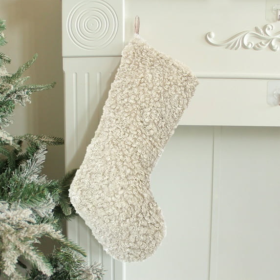 Deeceymbur Soft-Toned Teddy Plush Christmas Stocking Multicolor Holiday Gift Storage Bag Home Xmas Decor Sock