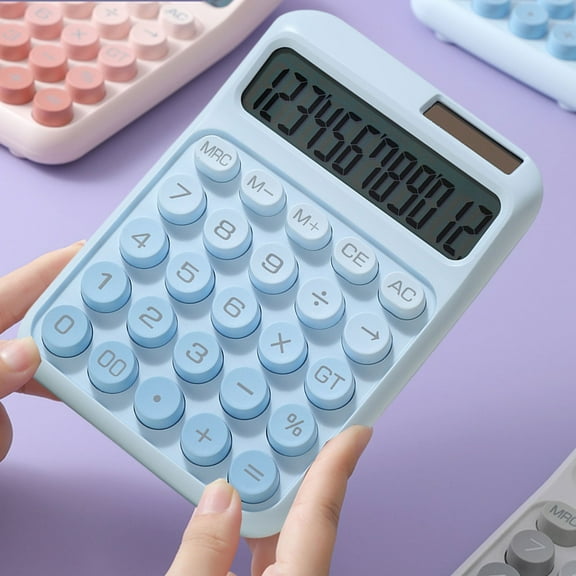 Deeceymbur Solar Calculator 12-Digit with Large LCD Display - Desktop Calculator with Big Buttons & Mechanical Keys for Office, Teachers, Students