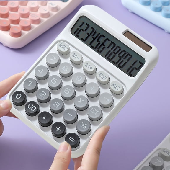 Deeceymbur Solar Calculator 12-Digit with Large LCD Display - Desktop Calculator with Big Buttons & Mechanical Keys for Office, Teachers, Students