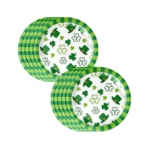 Deeceymbur St Patricks Day Shamrock Plates 10 Pack 9 Inch Disposable for Holiday Birthday Celebrations