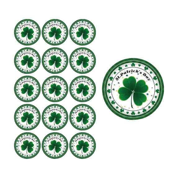 Deeceymbur St Patricks Day Shamrock Theme Party Tableware Set Disposable Paper Plates Cups Napkins Green Holiday Dining Decor