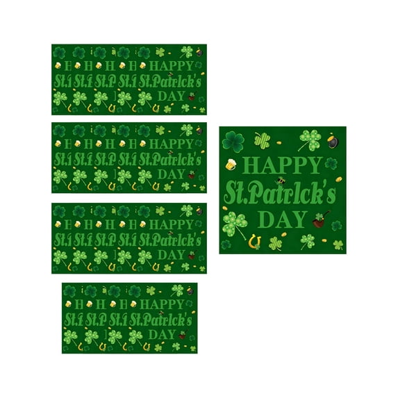 Deeceymbur St Patricks Day Shamrock Theme Party Tableware Set Disposable Paper Plates Cups Napkins Green Holiday Dining Decor