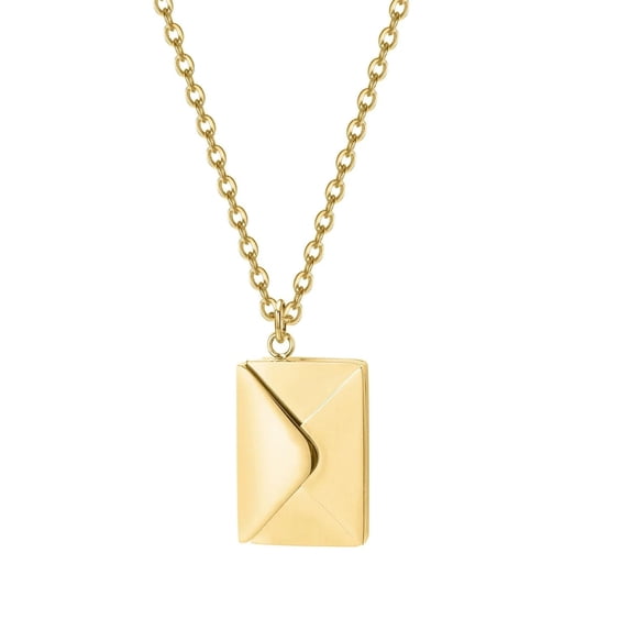 Deeceymbur Stainless Steel Envelope Locket Necklace for Women Mothers Gift Hypoallergenic Polished Mirror Finish Chain Adjustable Length