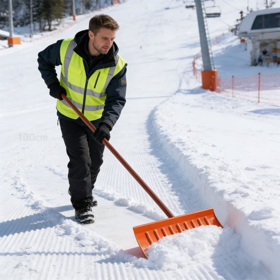 Deeceymbur Steel Snow Shovel Outdoor Ice Removal Tool Winter Cleaning for Driveways Patios Orange Gray Colors