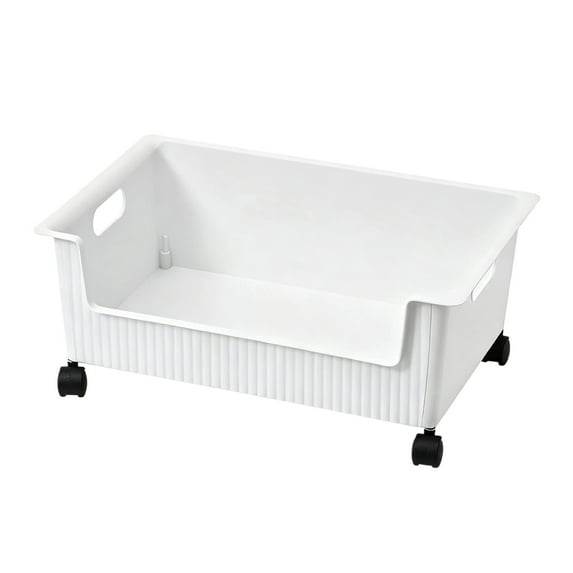 Deeceymbur Storage Box Rolling Under Desk Organizer Mobile Plastic Storage Bin with Wheels for Stationery Sundries Home Office Organization Mobile Storage Container