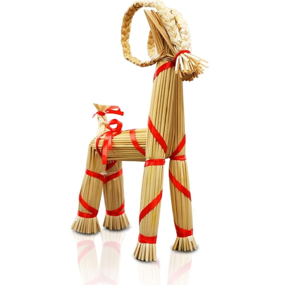 Deeceymbur Straw Woven Christmas Goat Decoration Scandinavian Yule Ornament Holiday Tradition Home Decor Festive Accent