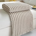 thumbnail image 1 of Deeceymbur Striped Fleece Throw Blanket 39.37x59.06in Plush Soft All Season Sofa Blanket Travel Camping Mat, 1 of 6