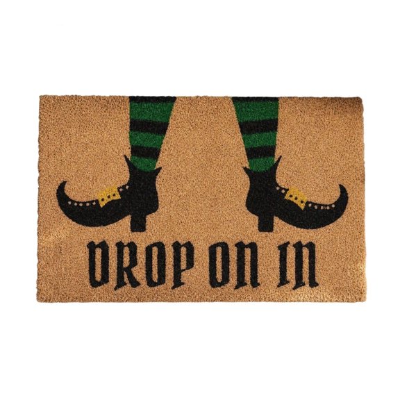 Deeceymbur Striped Witch Feet Printed Doormat Funny Front Porch Halloween Welcome Rug