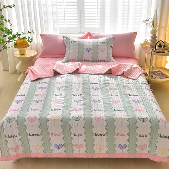 Deeceymbur Summer Comforter Cool Blanket Lightweight Cotton Quilt Airy Design Easy Storage Machine Washable 71x79 Inches for Bedroom Napping Hot Weather Bedding