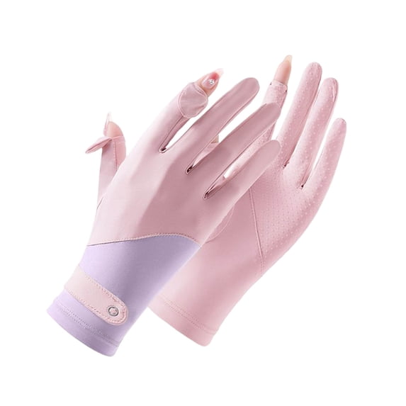 Deeceymbur Sun Protection Gloves for Women Ice Silk Outdoor Driving Cycling Thin Breathable Finger Touch Screen Non Slip Grip UV Blocking