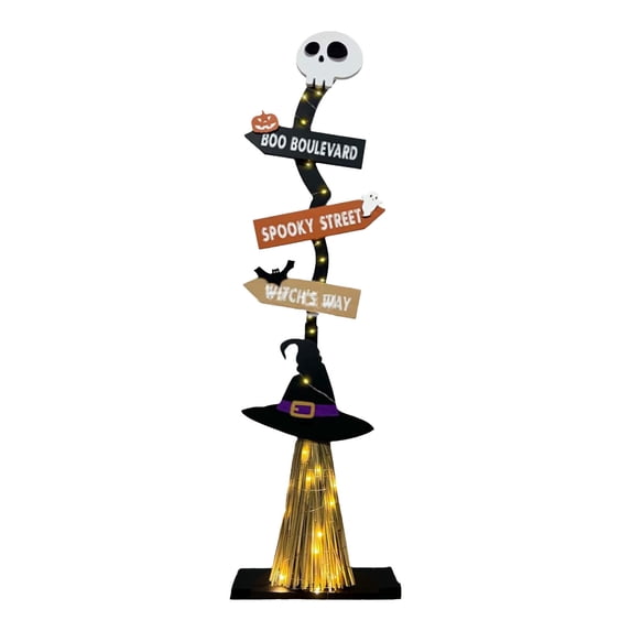 Deeceymbur The Wooden Halloween Ghost Pumpkin Decoration Porch Witch Ornament Made of Wood and Straw.