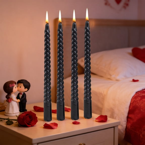 Deeceymbur Threaded Candle Electroplated Long Taper Candle 4pcs for Wedding Romantic Decorative Lighting