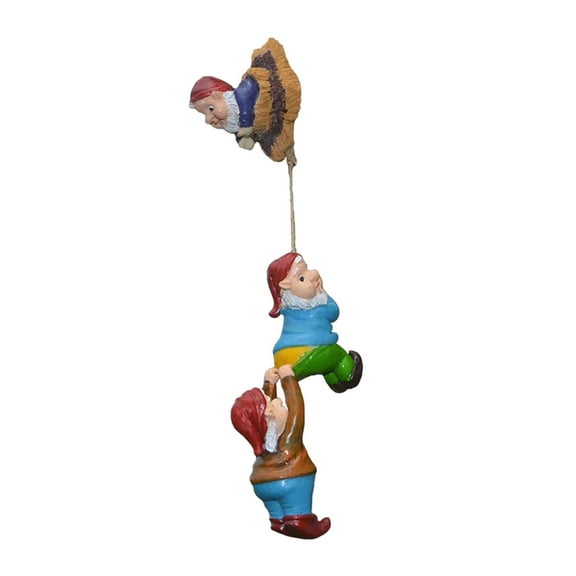Deeceymbur Three Dwarfs Climbing Tree Ornaments White Beard Dwarf Garden Ornaments Decoration Ornaments Garden Home Decorations
