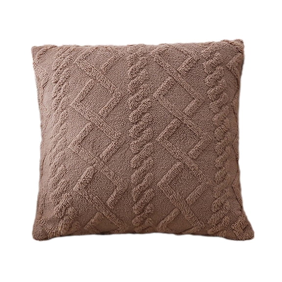 Deeceymbur Throw Pillows Fuzzy Plush Pillows Geometric Pattern Cushion Sofa Living Room Backrest Decor Brown