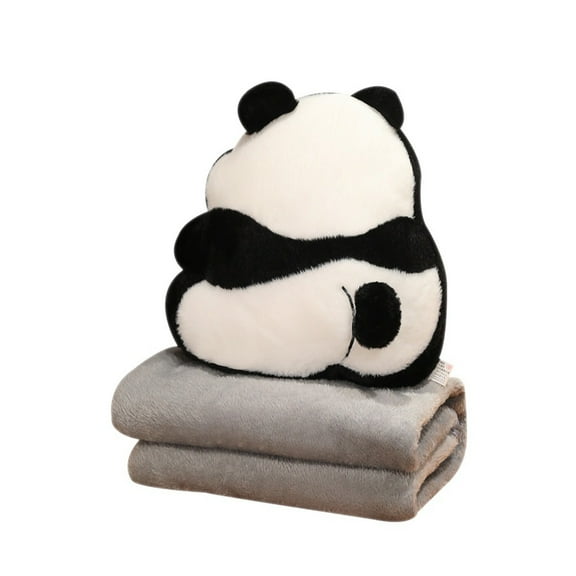 Deeceymbur Throw Pillows Panda Pattern 2-In-1 Pillows and Blanket Multihappyctional Throw Office Nap Blanket, Cozy Pillows for Sleeping and Leaning Black