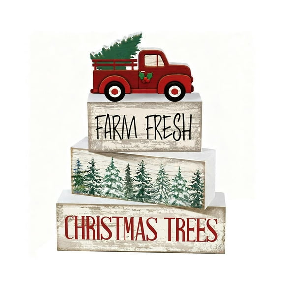 Deeceymbur Tiered Tray Set Christmas Tables Decor Vintage Holiday Centerpiece Gift for Home Festive Display Multiple Styles