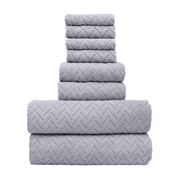 Deeceymbur Towel Set 8-Piece Coral Fleece Bath Towel Face Towel Washcloth Set Super Soft Highly Absorbent Quick Drying Plush Velvet Towels for Household Bathroom Use