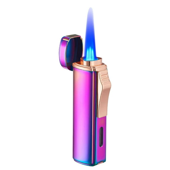 Deeceymbur Triple Jet Flame Butane Torch Lighter Windproof Refillable Lighter for Cigar Smoking Outdoor Use Rotating Gear Design