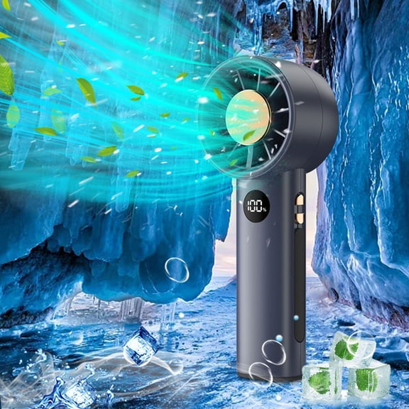 Deeceymbur Turbocharged Handheld Fan LED Digital Display Variable Speed 8 Hours Battery Life Portable Mini Outdoor Travel Office Home