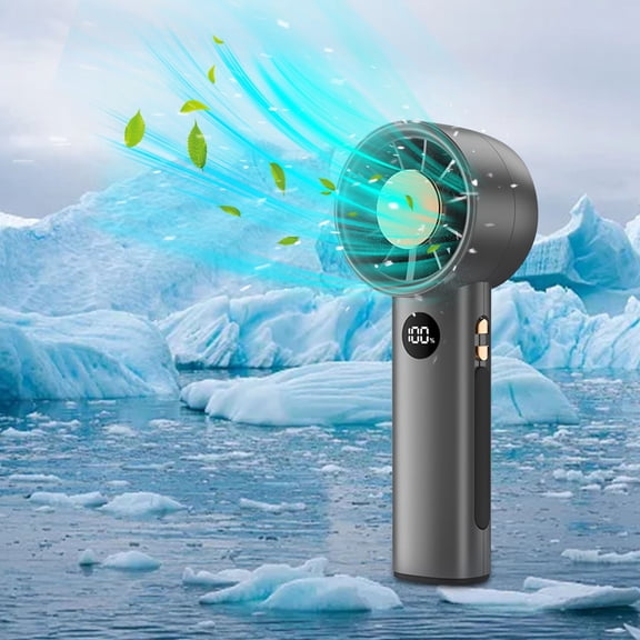Deeceymbur Turbocharged Handheld Fan LED Digital Display Variable Speed 8 Hours Battery Life Portable Mini Outdoor Travel Office Home