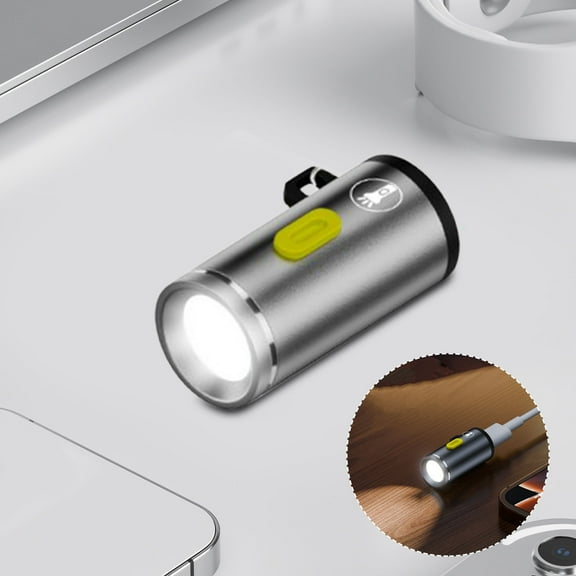 Deeceymbur USB-C LED Flashlight - 210 Lumens, Compact Design with Hook for Charging Banks/Power Chargers