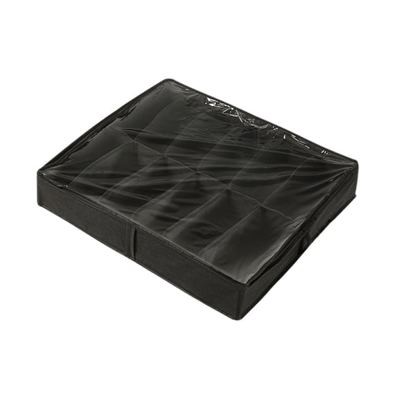 Deeceymbur Under Bed Shoe Organizer with Clear PVC Window Foldable Non Woven Fabric Storage Box Holds 12 Pairs of Shoes for Space Saving