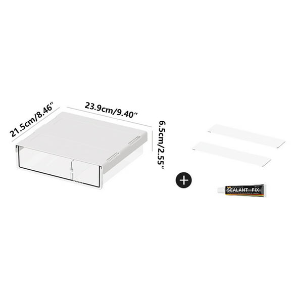Deeceymbur Under-Desk Space Saver: Invisible Drawer Storage Box With No-Punch Design, Bottom Shelf Office organizer for Hidden and Clutter- Storage Solutions B
