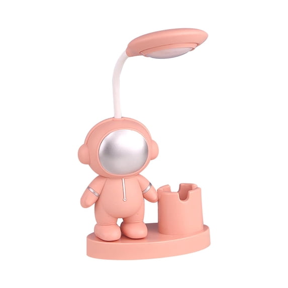 Deeceymbur Usb Rechargeable Desk Lamp with Pencil Sharpener Astronaut Style Adjustable Light Portable Table Lamp Eye Friendly Home Office Use Study Lamp Bedside Light 360 Degree Rotation Dimmable