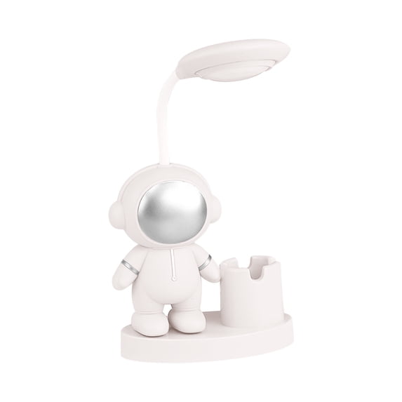Deeceymbur Usb Rechargeable Desk Lamp with Pencil Sharpener Astronaut Style Adjustable Light Portable Table Lamp Eye Friendly Home Office Use Study Lamp Bedside Light 360 Degree Rotation Dimmable