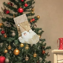 Deeceymbur Vintage Gold Christmas Decor Stocking Spacious Holiday Gift Bag Home Fireplace Christmas Tree New Year Sock