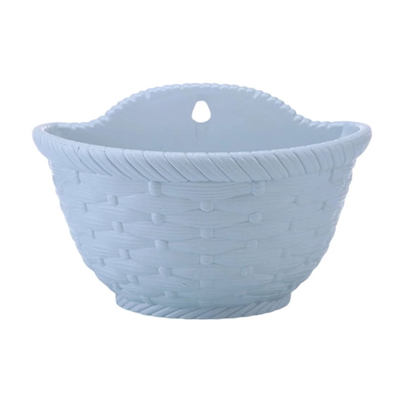 Deeceymbur Wall Mounted Planter Hanging Basket Semi Circle Faux Wicker Plastic Garden Balcony Hydroponics Herb Decor