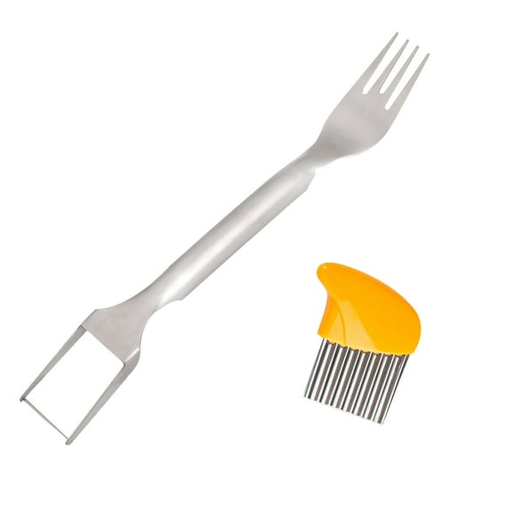 Deeceymbur Watermelon Cutting Tool With Fruit Fancy Cutting Knife Household 2-in-1 Fruit Divider Cutting Block Dicing Eating Fork Cutting Melon Scooping Tool 1pcs