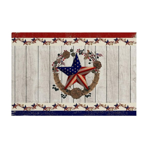 Deeceymbur Welcome Doormat Flags Door Mat With Slip Resistants Rubber Vintage Linen Floor Mat For 4th Of July Independence Day Indoor Outdoor Home
